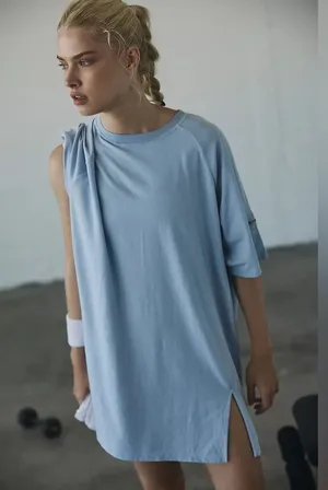 NWT Free People Movement Hot Shot Tunic Tee In Steel thumbnail 1