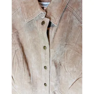 Coldwater Creek Women's L 100% Leather Suede Jacket Tan Western Jean Jacket thumbnail 7
