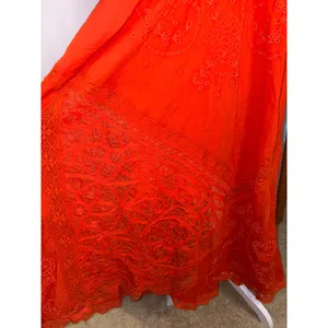Anthropologie Orange Eyelet Lace Halter Maxi Dress‎ boho Open Back NWT Size L thumbnail 7