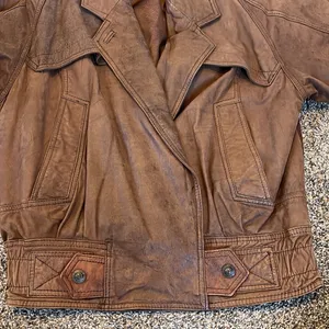 [G-III Global Identity] Vintage Brown Bomber Leather Jacket-Medium thumbnail 11