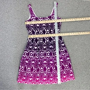 Ann Taylor Ombre Ikat Tribal‎ Print Fit Flare Dress Pink Purple 0 Sleeveless thumbnail 13
