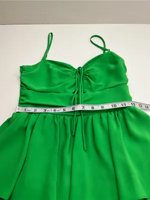 Amanda Uprichard Kelly Green Tiered Mini Dress Cutout‎ Front Summer Womens XS thumbnail 9