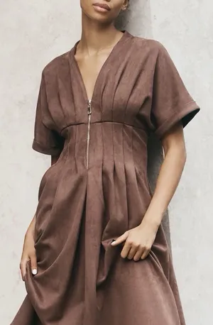 Anthropologie The Tobie Faux Suede Maxi Shirt Dress by Exquise, Size XS thumbnail 6