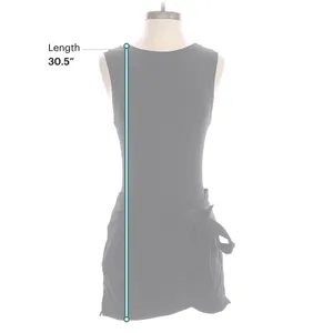 Black Sleeveless Wrap Tie Romper Skort Mini Dress Minimalist Y2K thumbnail 2