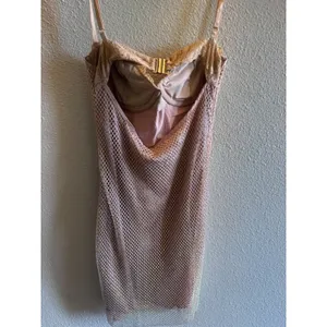 Outcast Bonjour Mini Dress‎ Blush Pink Rhinestone Mesh Lace Trim Medium NWT $165 thumbnail 6