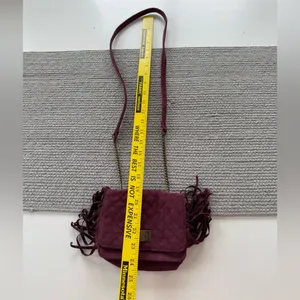 Art Class Burgundy Quilted Faux Suede Fringe Mini Bag Purse Crossbody thumbnail 7