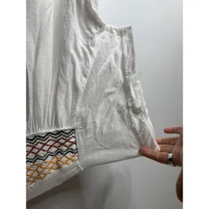 Free People White Embroidered Boho Peasant‎ Tunic Top Tassel small thumbnail 4