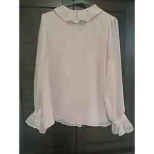 Talbots Women’s Large Pink Ruffle Blouse Button Down Sheer Sleeves Career Party thumbnail 6