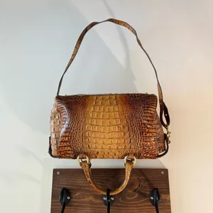 Brahmin Croc Embossed Leather Satchel Bag in‎ Toasted Pecan Melbourne thumbnail 4