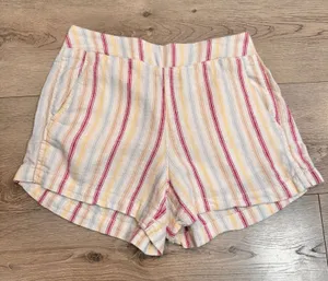 GAP Striped Shorts Womens Linen Size Small S‎ Elastic Waist Casual thumbnail 1