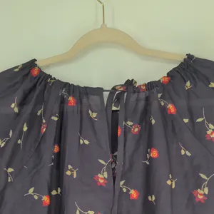 Madewell Cotton Silk Floral Peasant Blouse Size Small Navy Red Long Sleeve Shirt thumbnail 11