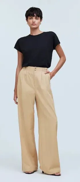 Madewell The Harlow Wide Leg Pants Drapey Twill Tan Khaki Size 6 High Rise thumbnail 1