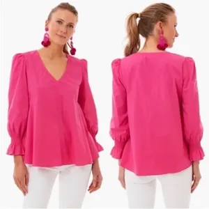Tuckernuck Pomander Place Blouse Top Easton Pink Size Medium thumbnail 4