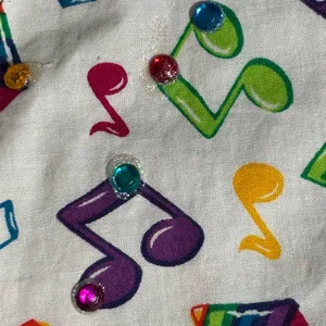 Vintage Handmade Reversible‎ Rainbow Music Note Vest Black White Colorful Notes Size M thumbnail 10