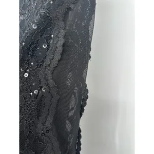 Lauren‎ RALPH LAUREN Lace Sequin Black Dress 14 Ruched Waist Sheer Sleeve Formal thumbnail 6