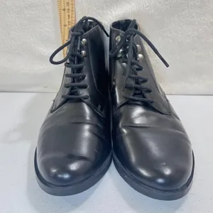 Topshop Black Lace Up‎ Ankle Boots Chunky Heel Womens Size 10.5 thumbnail 2