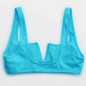 Aerie Shine Pique V Wire Scoop Bikini Top Big Sur Blue NWT thumbnail 4
