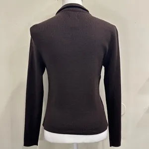 Y2K Mossimo Suede Leather Wool Blend Knit Zip Up Jacket Brown Small Boho Western thumbnail 2