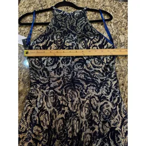 Betsy‎ And Adam Metallic Floral Jacquard Dress Size 2 Slit Halter thumbnail 9