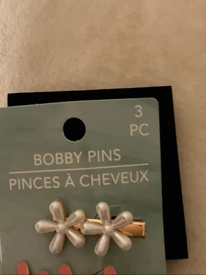 Pink Floral and Pearl Bobby Pin Set - 3 Pack thumbnail 2