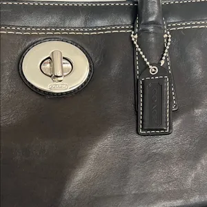 Coach Hampton Madeline Black Leather Satchel Bag Y2K Vintage Carryall Purse thumbnail 14