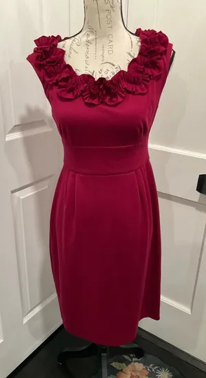Nwt London‎ Times Maroon Rosette Dress thumbnail 1