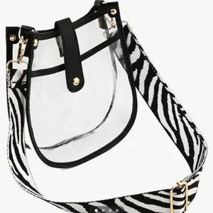 NWT‎ Clear Black Trim Crossbody Bag with Zebra Print Adjustable Strap thumbnail 1