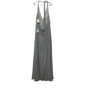 Birdy Grey Moni Halter Gown Silver Grey Chiffon Bridesmaid Dress 2XL NWT Pockets thumbnail 3