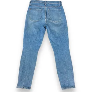 Alice + Olivia AO.LA Good highrise exposed button lightwash distressed jeans, 27 thumbnail 4