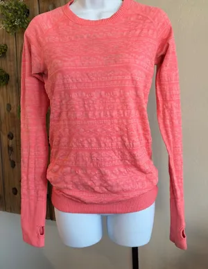 Lululemon Rest Less Pullover Heather Electric Coral Long Sleeve‎ Size 4 thumbnail 1