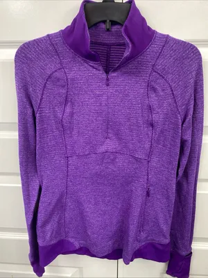 Lululemon Runderful Jacket 1/2 Zip Purple Women’s Pocket Thumbholes 8 outerwear thumbnail 1