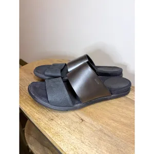 ECCO Black Leather Two Strap Comfort Slide Sandals EU 41 US Minimalist Scandi thumbnail 3