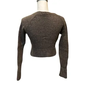White + Warren Women's Sweater Small‎ Brown Cashmere Silk Blend Long Sleeve Crop thumbnail 2