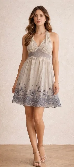 Vintage Y2K Banana Republic Silk Halter Mini Dress Size 10 thumbnail 1