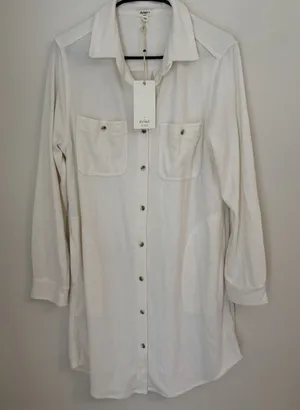 NWT Dylan Pocket Shirt Dress White S Outdoor Fall Vibe Cottage Soft MSRP $140 thumbnail 1