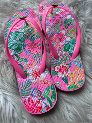 Lily Pulitzer Pink Multi Color Flip Flops Size 8 Women's thumbnail 5