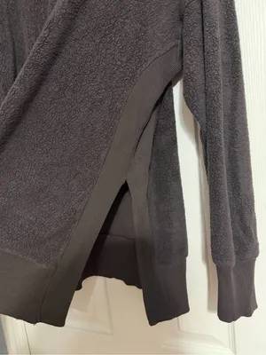 Aerie chilled out Cozy brown sherpa crewneck Pullover‎ Sweatshirt size large thumbnail 6