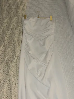 Peppermayo White Strapless Column Gown with Neck Scarf thumbnail 7
