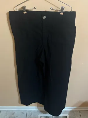 Anthropologie Black Linen Blend Wide Leg Cropped Pants thumbnail 2