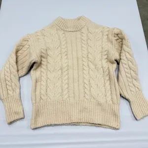 A New Day Women Cream Cable Knit Mock Neck Sweater Chunky Fisherman Style size S thumbnail 1