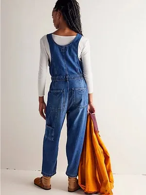 We The Free Women’s Cloud Nine Jumpsuit Denim Sleeveless Boho in Inky Indigo XL thumbnail 2