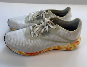 Reebok White Running Sneakers with Orange Yellow Marble Midsole thumbnail 1