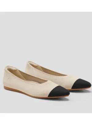 Vivaia pointed-toe Ballet Flats (Aria 5°) Almond & Black sz 39.5 / 9.5 washable thumbnail 3