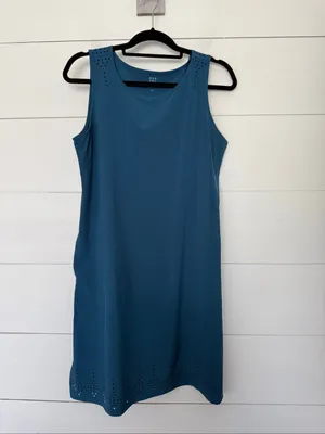 Title Nine Women’s Medium Blue Green Laser Cut Knee Length Dress Athletic thumbnail 1