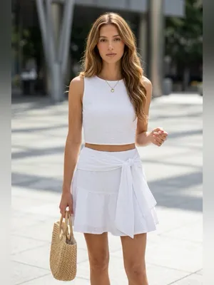 Club Monaco Ruffle Mini Skirt Women 8 Cotton Coastal Festival Coquette Y2K Angel thumbnail 6