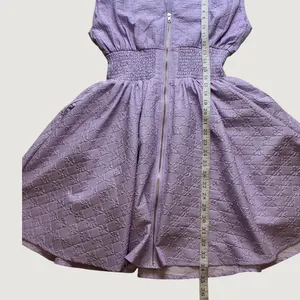 Entro Lavender Floral Checkerboard Zip Front Smocked Mini Dress D25862 Medium thumbnail 7