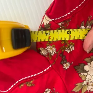 Tang Chao Red Floral Qipao Cheongsam Dress Cotton Mandarin Collar Size M thumbnail 9