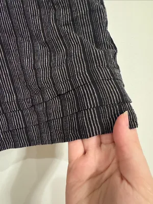 Terra & Sky Plus Linen Cotton Pleated Pull-On Shorts Black / White Stripe sz 1X thumbnail 4