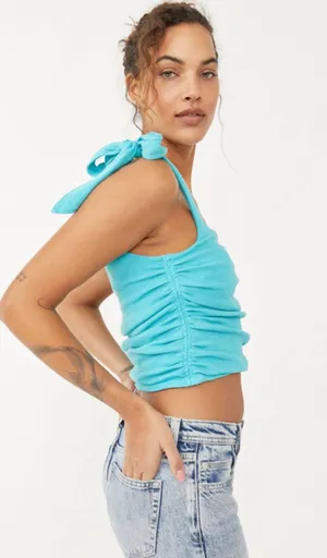 Free People NWOT The Boulevard Tank in Aqua Size Medium thumbnail 2