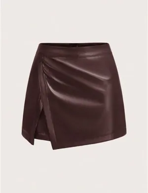 Brown leather skirt thumbnail 1